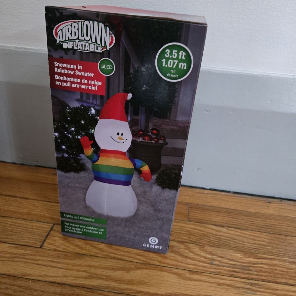 Airblown Inflatable Snowman with Rainbow Sweater
